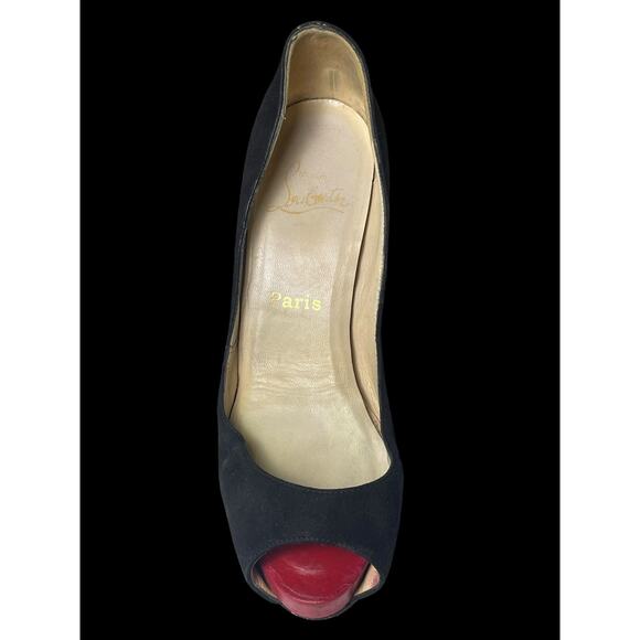 Christian Louboutin Red Open Toe Black Suede Heels 36EU (6W) COA - Picture 8 of 16